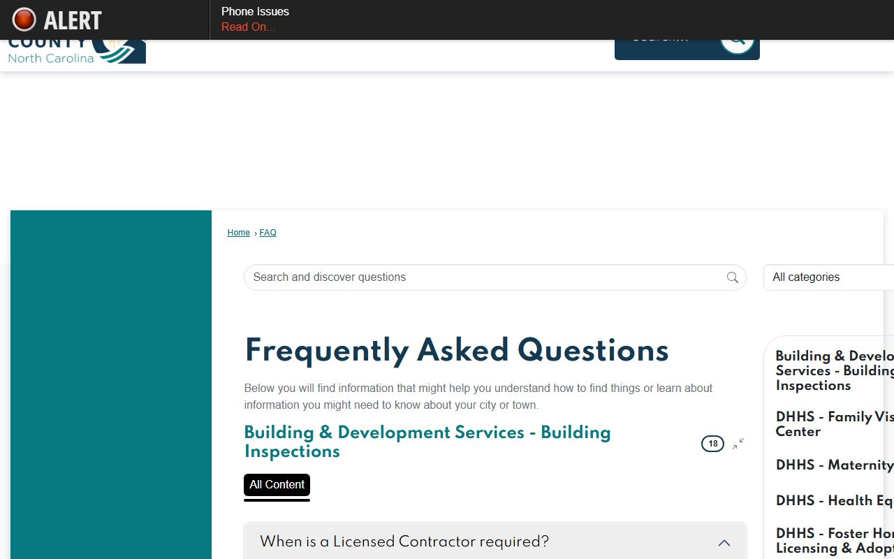 Gaston County FAQ index with public records guidance