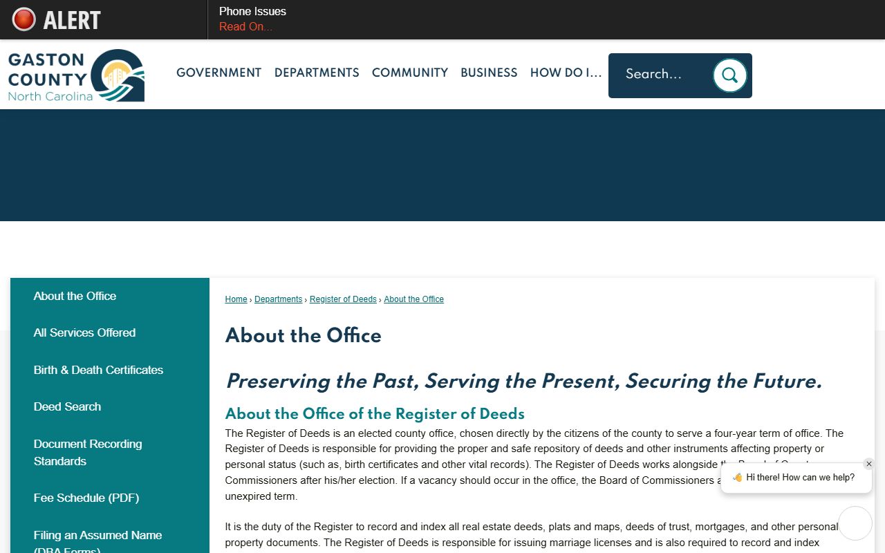 Register of Deeds office overview near the Gaston County Clerk of Superior Court
