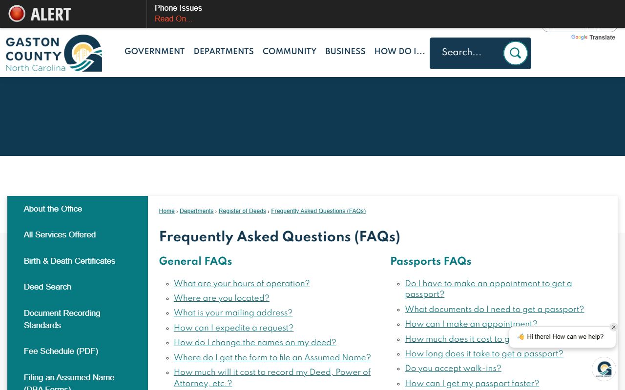 Register of Deeds FAQ near the Gaston County Clerk of Superior Court