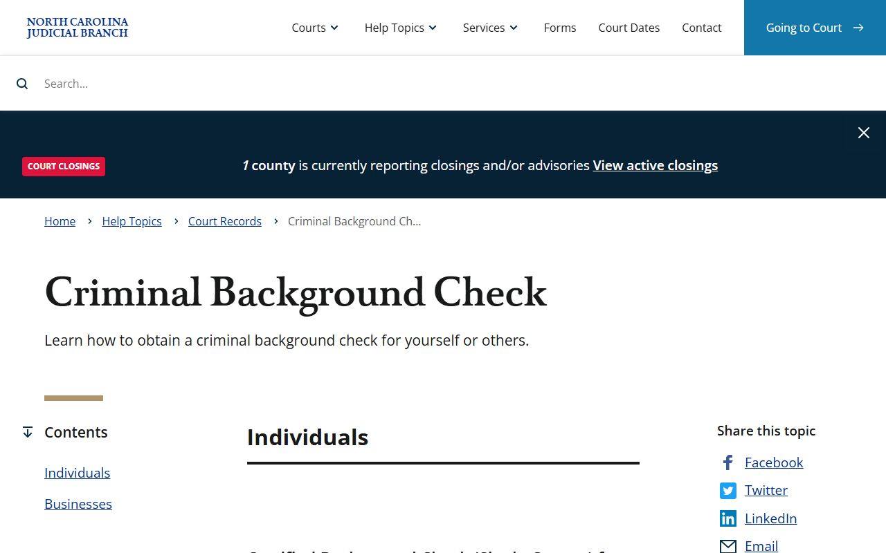 North Carolina criminal background check help topic for Gaston County court records