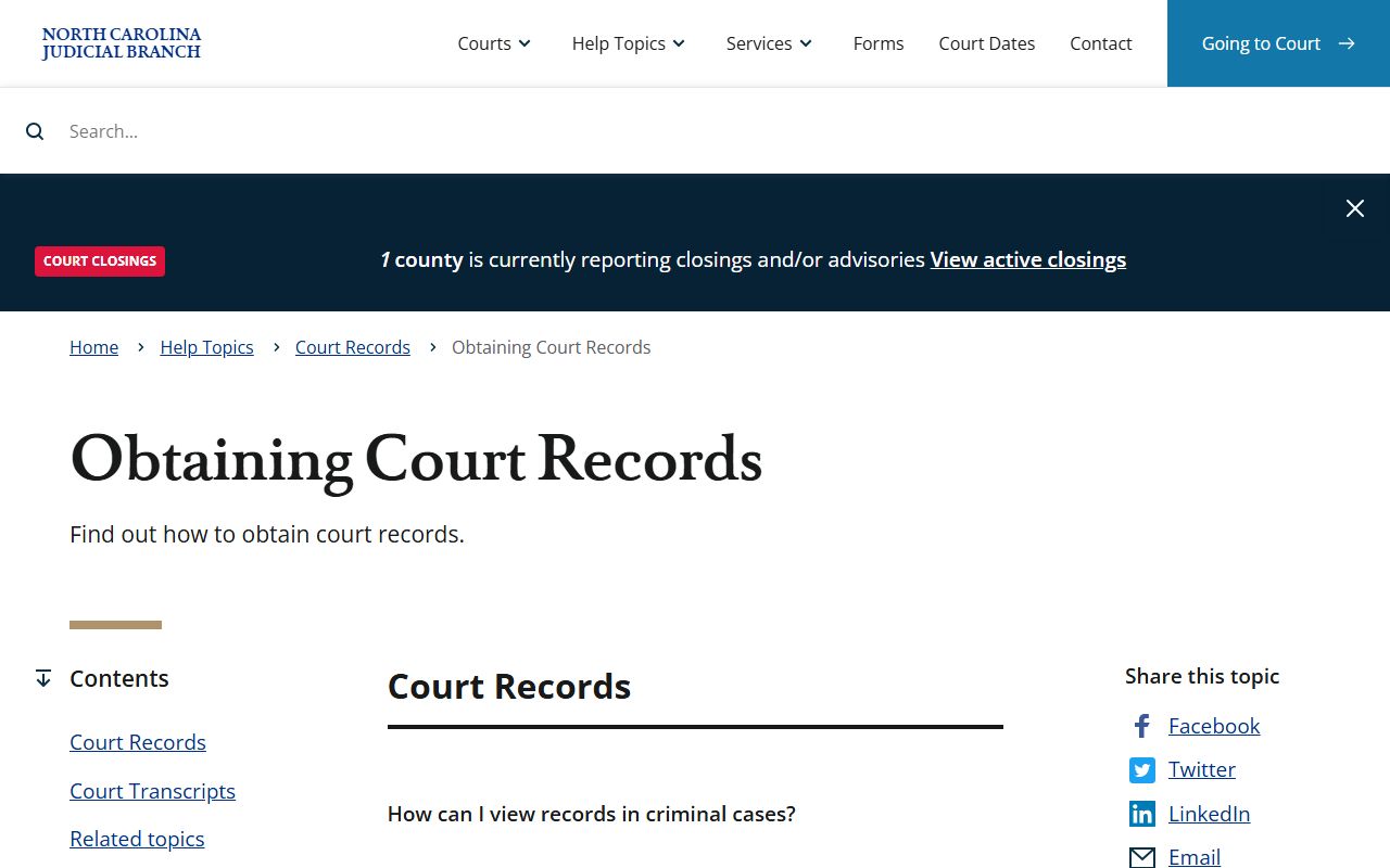 North Carolina guide on obtaining Gaston County court records