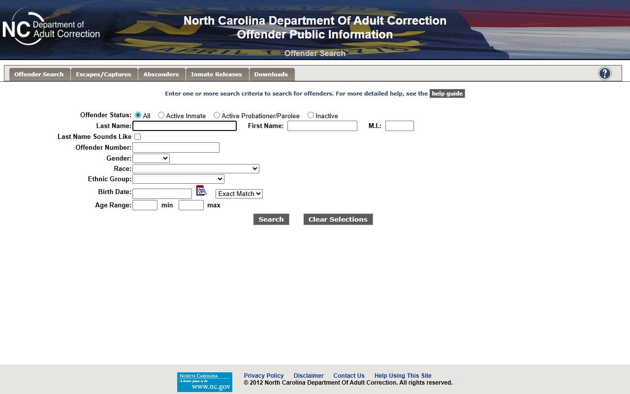 NC DAC offender public information search for Gaston County criminal records