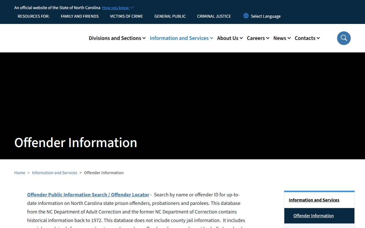North Carolina DAC criminal offender search used for Gaston County records