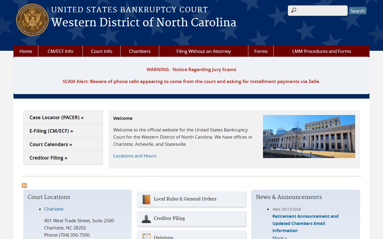 U.S. Bankruptcy Court Western District of North Carolina for Gaston County