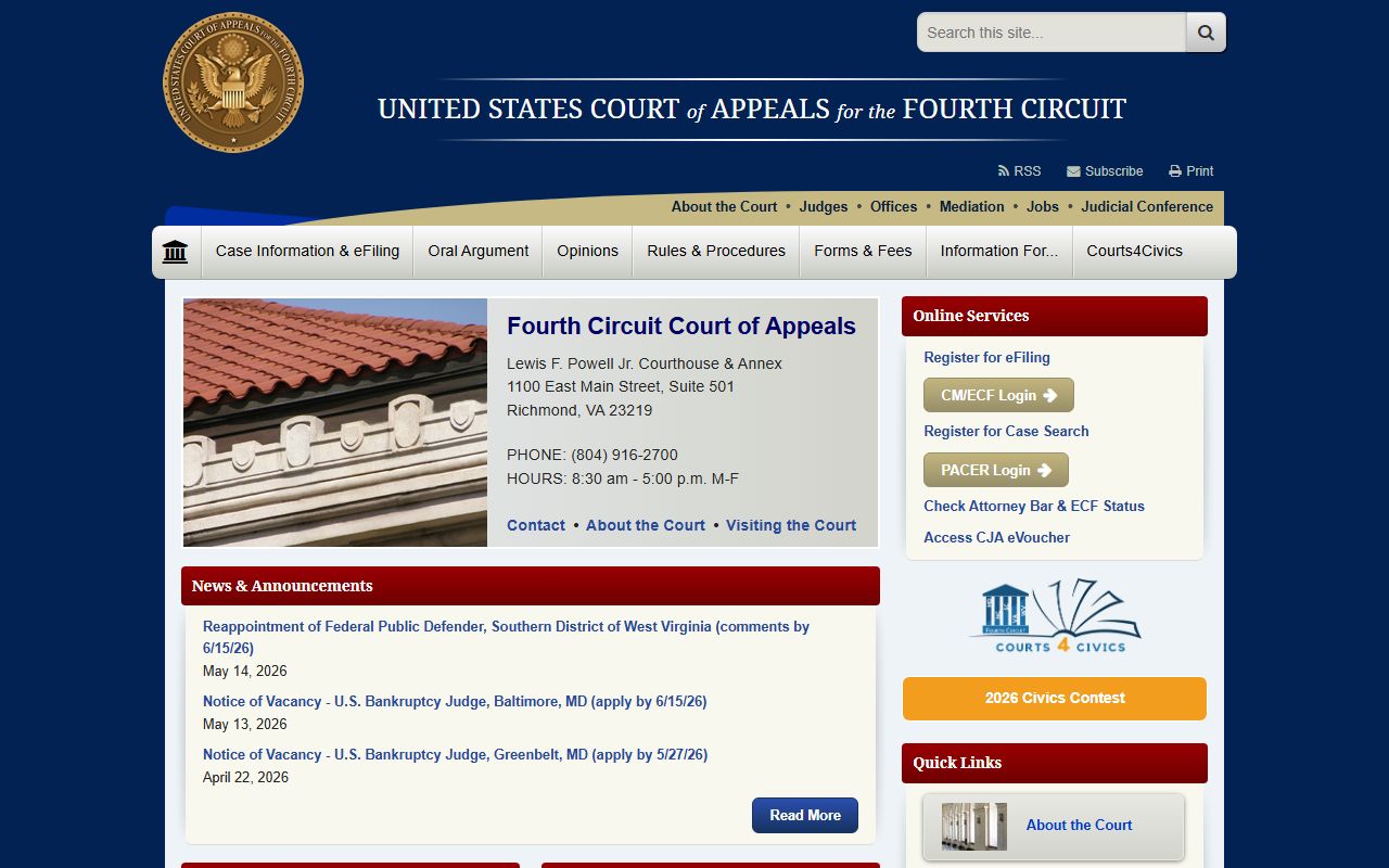 U.S. Court of Appeals for the Fourth Circuit covering Gaston County