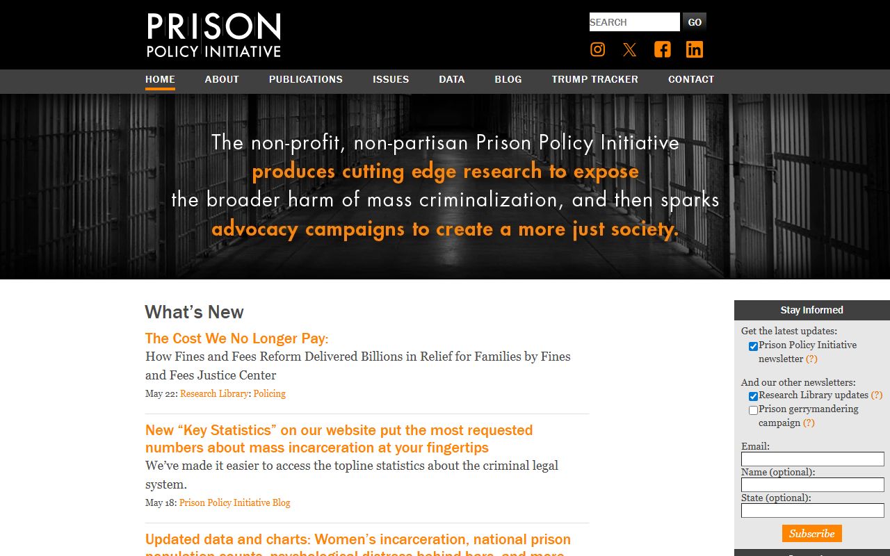 Prison Policy Initiative state resources for Gaston County inmate population context