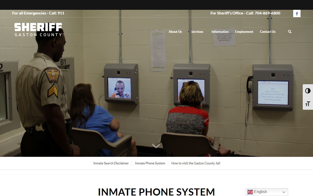 Gaston County Sheriff inmate phone system rules for jail calls