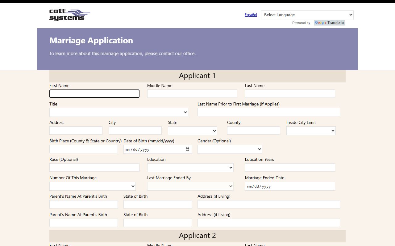 Gaston County online marriage application for marriage records
