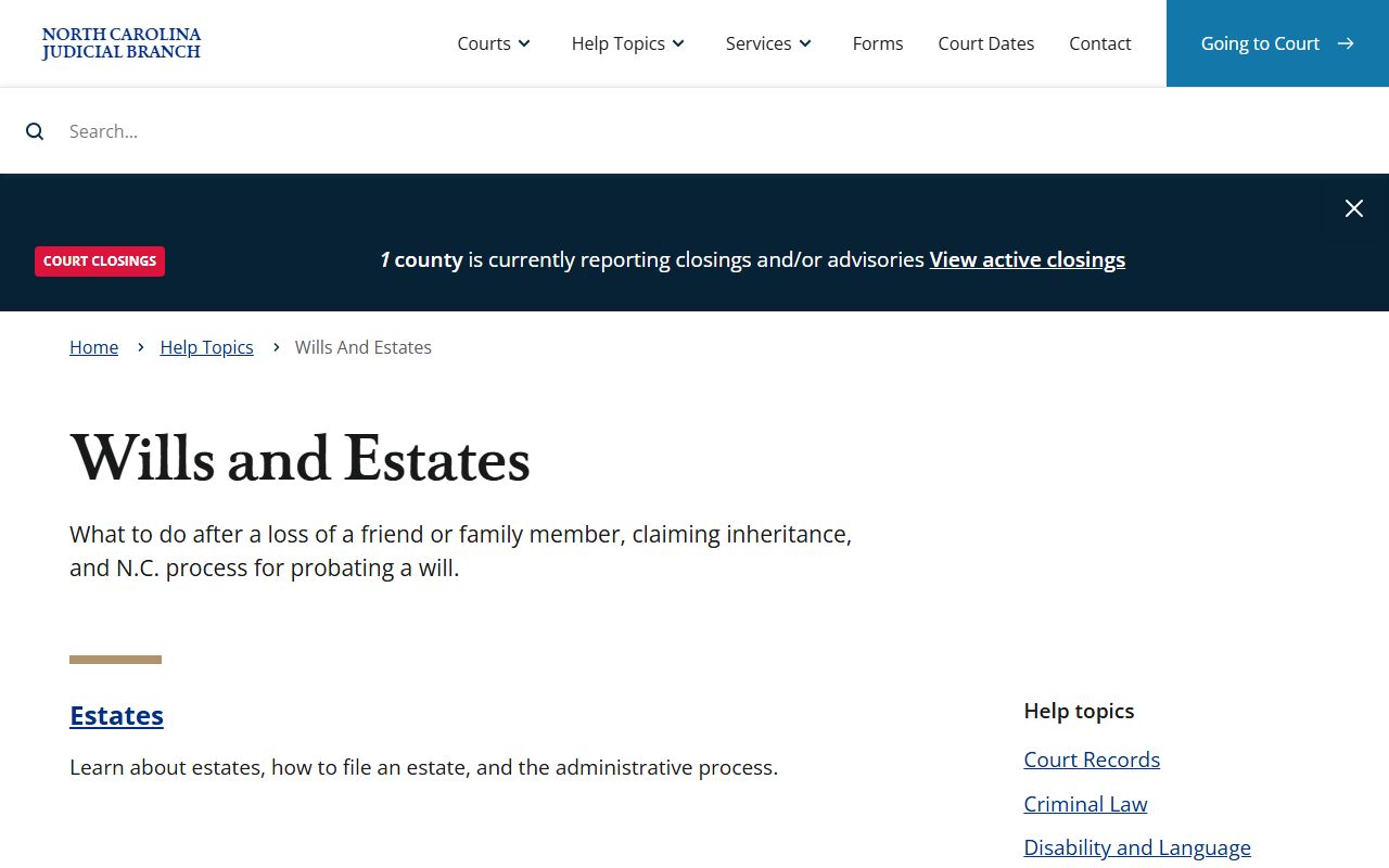 North Carolina wills and estates help topic for Gaston County probate records