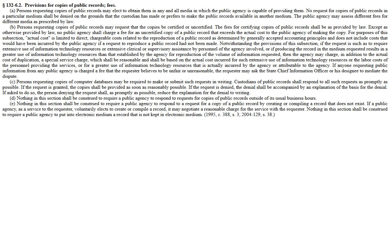 North Carolina G.S. 132-6.2 public record copy fees for Gaston County