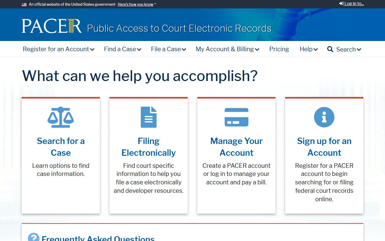 PACER federal court access for Gaston County area federal cases